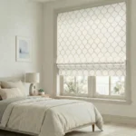 Sara-Classic-Lattice-Coral-Roman-Shade | Curtain Avenue
