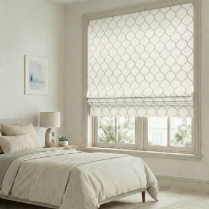 Sara-Classic-Lattice-Coral-Roman-Shade | Curtain Avenue
