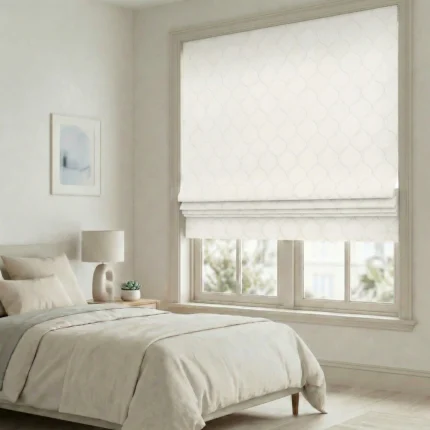 Sara-Classic-Lattice-Ivory-Roman-Shade | Curtain Avenue