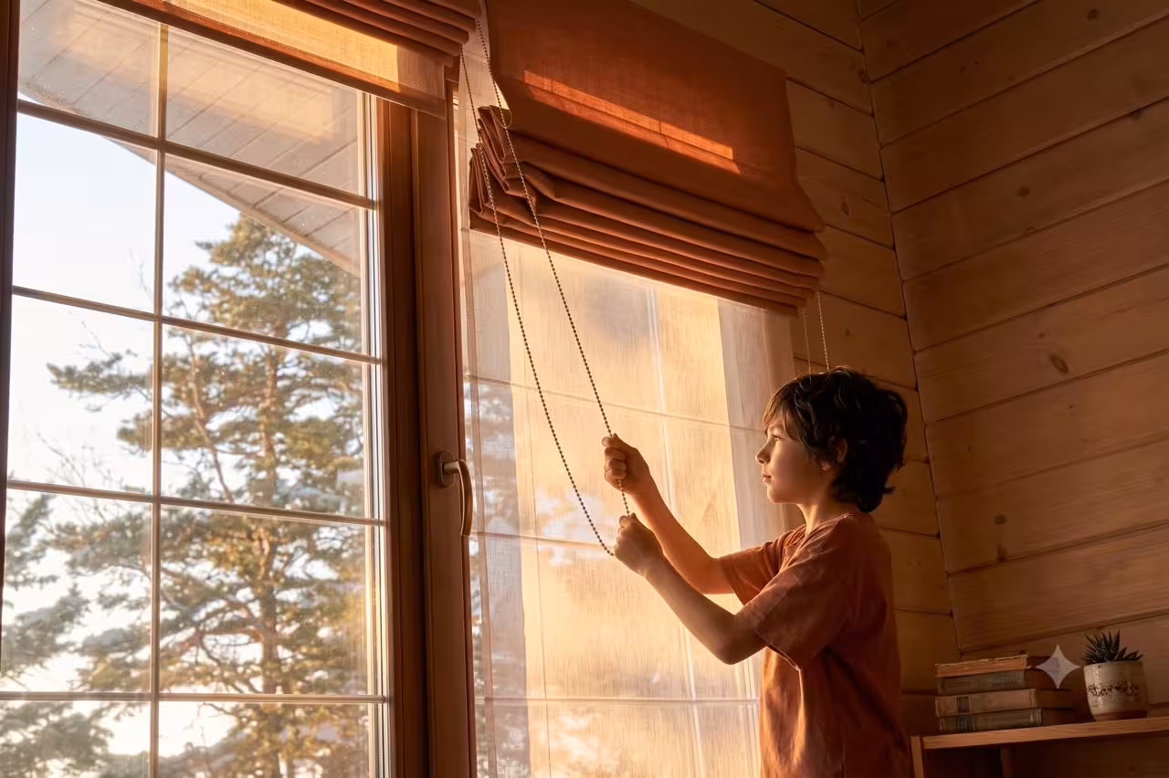 Manual curtains with visible cords