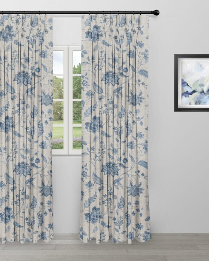 Blooming Spring - Just Blue - Curtain Blooming Spring - Just Blue Custom Curtains - Image 1