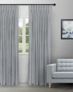 Almond - Dusky Blue Custom Curtains