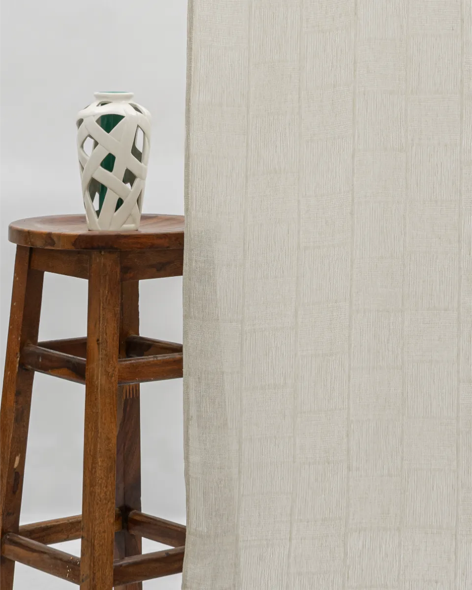 Buffalo Striped Semi Sheer Curtains - Sand - Image 1