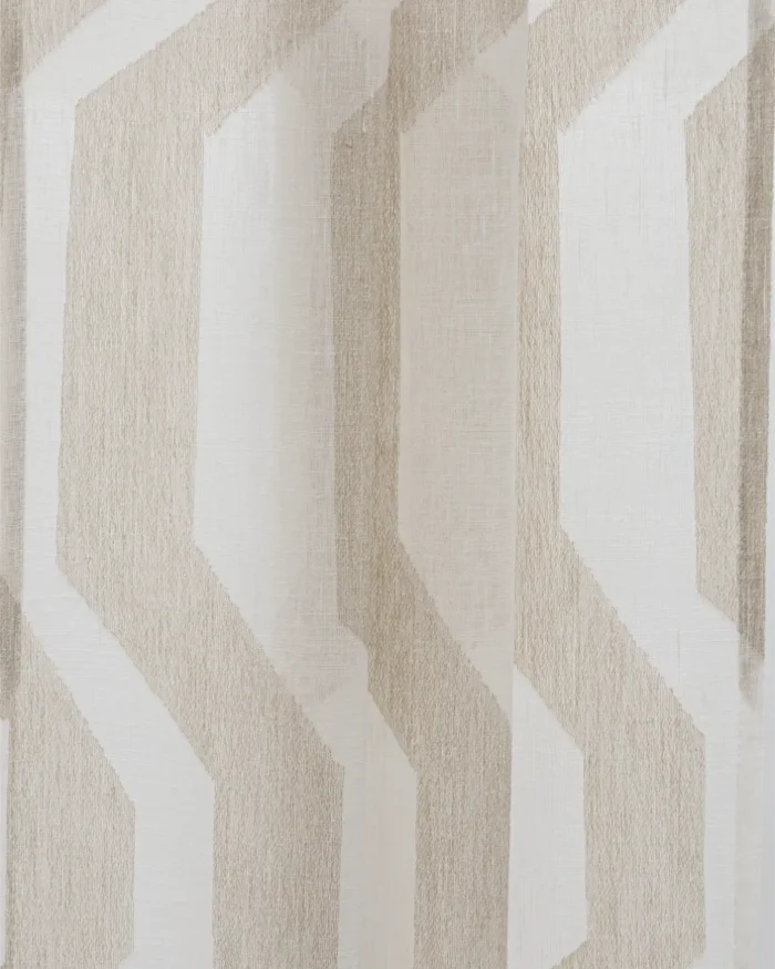 Cosmo Striped Semi Sheer Curtains - Beige - Image 2