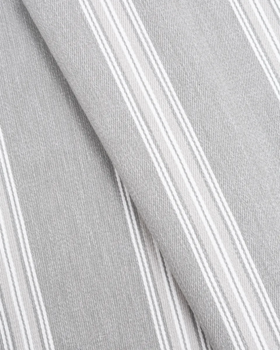 Roman Shades | Country Stripes - Broad Gray Cross Folded Shot. | Curtain Avenue