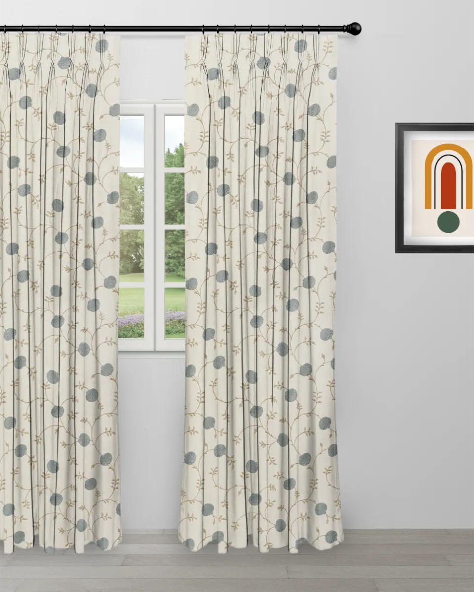 Curtains | Embroidered Pecan -Dew - Curtain | Curtain Avenue