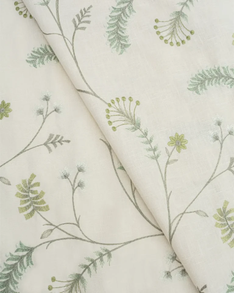 Swatches | Embroidered Silvy - Cross - Sage | Curtain Avenue