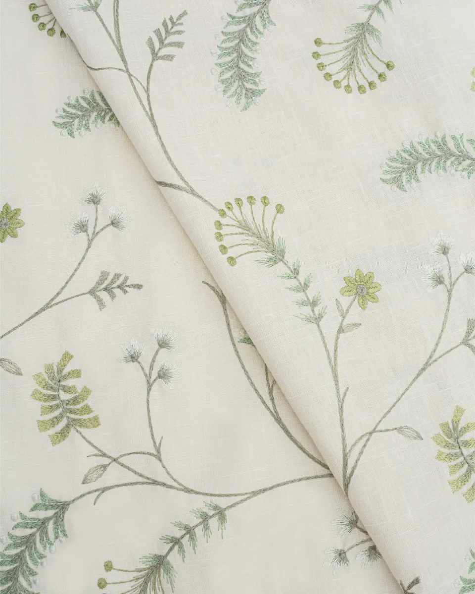 Swatches | Embroidered Silvy - Cross - Sage | Curtain Avenue