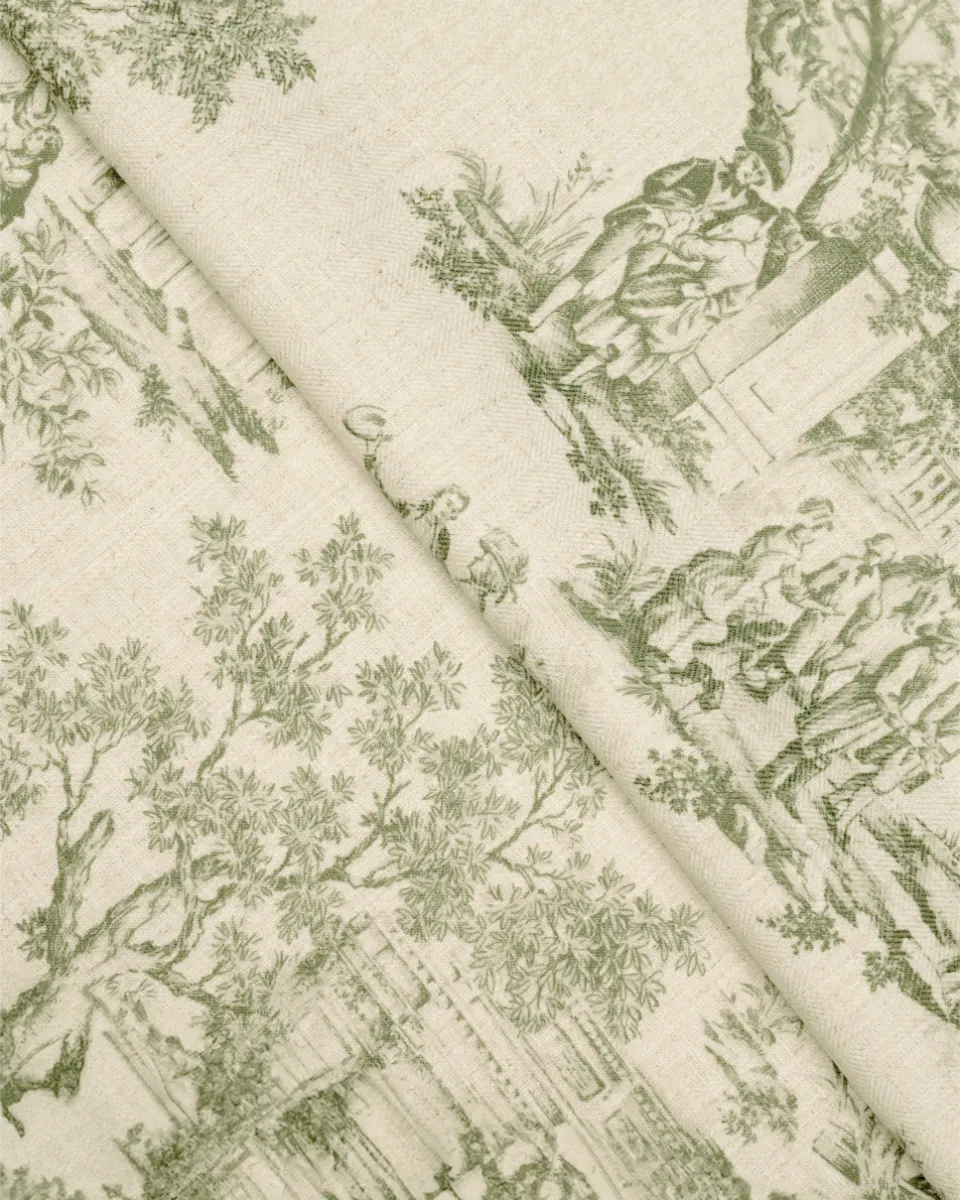 Swatches | French Toile-Sea Green- Folded | Curtain Avenue
